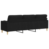3-osobowa sofa z poduszkami, czarna, 210 cm, obita tkaniną