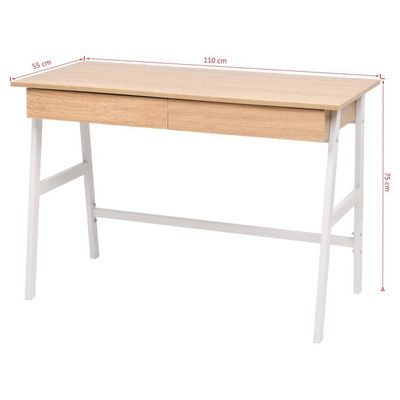 vidaXL Biurko 110 x 55 x 75 cm, kolor dębowy i biały