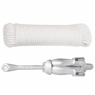 vidaXL Składana kotwa z liną, srebrna, 4 kg, żeliwo ciągliwe