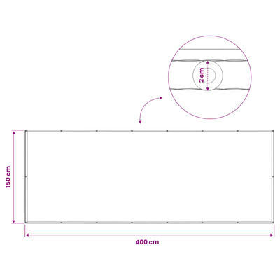 Ekran Prywatności Balkonowej 150 x 400 cm Tkanina z powłoką PU