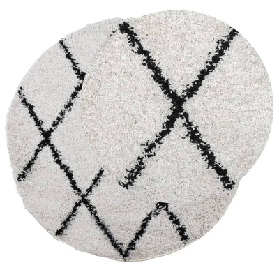 vidaXL Dywan z długim włosiem PAMPLONA, kremowo-czarny, Ø 80 cm
