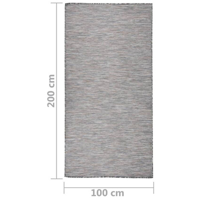 vidaXL Dywan zewnętrzny o płaskim splocie 100x200cm, brązowo-niebieski