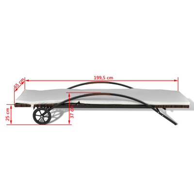 vidaXL Leżaki ze stolikiem, polirattan, brązowe