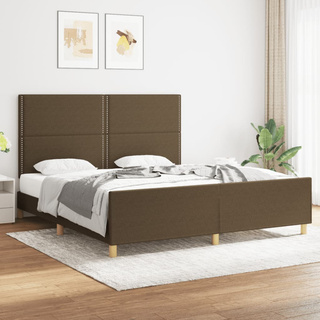 vidaXL Rama łóżka z zagłówkiem, ciemnobrązowa 180x200 cm obita tkaniną wariant 4