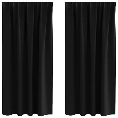 Firany blackout z kółkami 2 pcs Czarny 175 x 140 cm Poliester