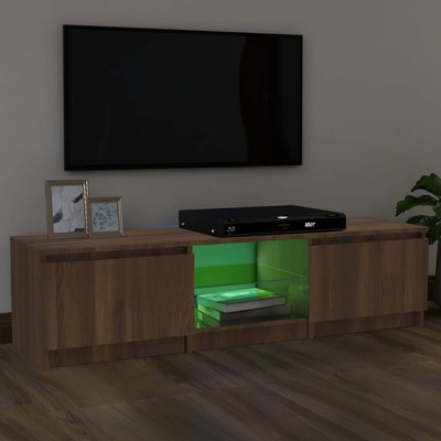 Szafka pod TV, z LED, brązowy dąb, 140 x 40 x 35,5 cm vidaXL