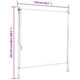 vidaXL Roleta zewnętrzna, żółto-biała, 150x270 cm, tkanina i stal