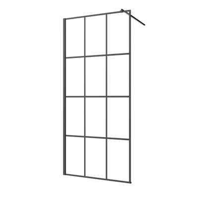 Kabina walk-in ii 110x200cm geometryczna 8mm shiny-glass czarny AK-32-117-S Invena