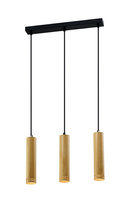 Lampa wisząca czarna/drewniana oprawa 3x25W Tubo 33-79138