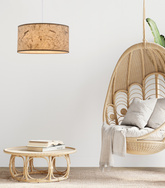 Lampa wisząca z abażurem Papirus beżowa do salonu i sypialni