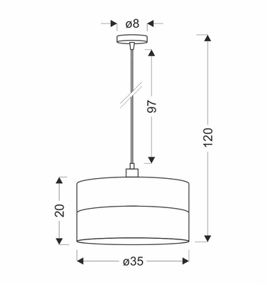 Grosseto Lampa Wisząca Czarny 1X60W E27 Abażur Duo Szaro Beżowy+Miętowy