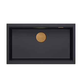 LOGAN 110 GraniteQ zlewozmywak pure carbon 76x44x23,5 cm 1-komorowy podwieszany z syfonem manualnym miedziany