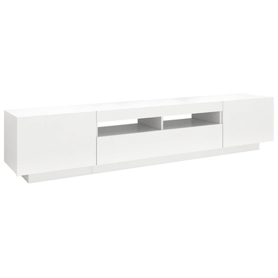 vidaXL Szafka pod TV z oświetleniem LED, biała, 200x35x40 cm