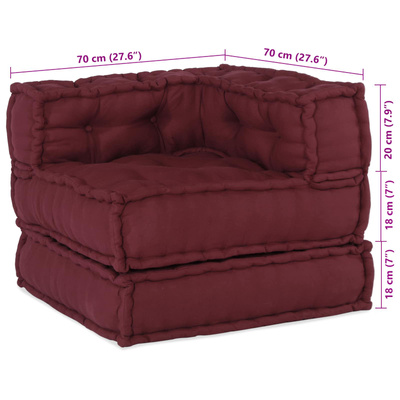 Modularna jednostka sofy 2 pcs Bordowy 140 x 70 x 56 cm tkanina
