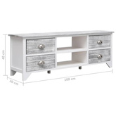 vidaXL Szafka pod TV, biało-szara,108x30x40 cm, drewno paulownia
