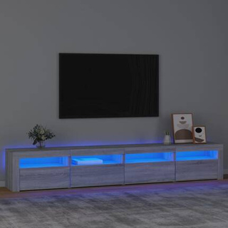 vidaXL Szafka pod TV z oświetleniem LED, szary dąb sonoma,240x35x40 cm