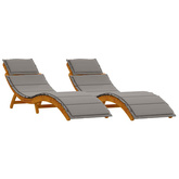 Leżak z poduszką 2 pcs Szary Lite Drewno Akacji