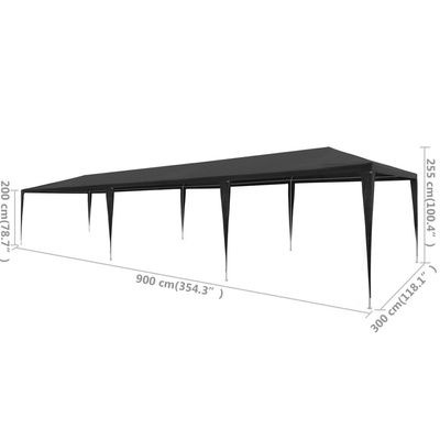 vidaXL Namiot imprezowy, 3 x 9 m, PE, antracytowy