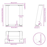 Nogi do stolika kawowego w kształcie litery U 2 szt. Białe 30x(30-31) cm Stal