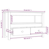 vidaXL Szafka pod TV, czarna, 79x35x52 cm, lite drewno sosnowe