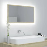 vidaXL Lustro łazienkowe LED, kolor dąb sonoma, 80x8,5x37 cm, akryl