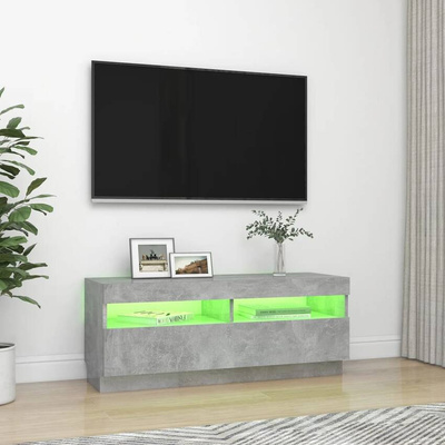vidaXL Szafka pod TV z oświetleniem LED, szarość betonu, 100x35x40 cm