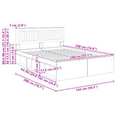 Ramka łóżka Betonowy 140 x 190 cm Lite drewno sosnowe