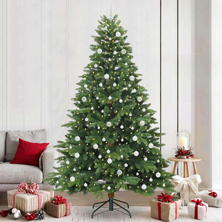 Sztuczna choinka z 300 diodami LED Zielony 240 cm PE i PVC