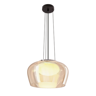 Lampa wisząca Insieme 35 szklana z kloszem bursztynowym nad stół