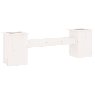 vidaXL Ławka z donicami, biała, 184,5x39,5x56,5cm, lite drewno sosnowe