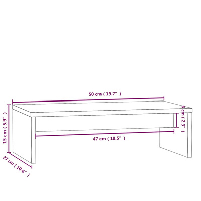 Podstawka na monitor, biała, 50x27x15 cm, lite drewno sosnowe
