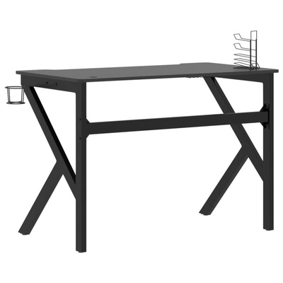 vidaXL Biurko do gier z nogami w kształcie K, czarne, 110x60x75 cm