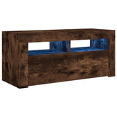 vidaXL Szafka pod TV z oświetleniem LED, przydymiony dąb, 90x35x40 cm