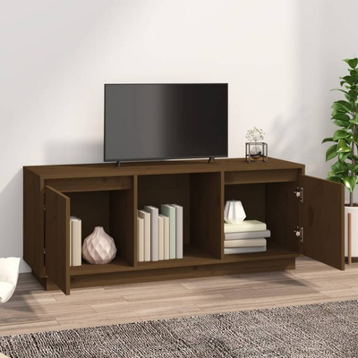 vidaXL Szafka pod TV, miodowy brąz, 110,5x35x44cm, lite drewno sosnowe