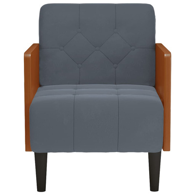 Sofa Fotel z Podłokietnikami Ciemnoszary 55 cm Aksamit