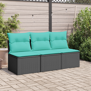 Sofa Ogrodowa z poduszką Czarny 165 x 62 x 69 cm Polirattan