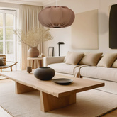 Lampa wisząca CAFEE' skandynawska z abażurem brązowym mokka 52 cm - minimalistyczne oświetlenie sufitowe w stylu japandi E27