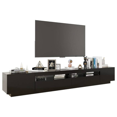 vidaXL Szafka pod TV z oświetleniem LED, czarna, 260x35x40 cm