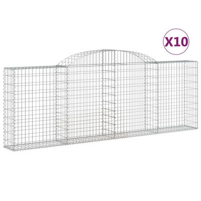 Kosze gabionowe, 10 szt, 300x30x100/120cm, galwanizowane żelazo