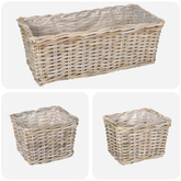 Kosz na rośliny 3 szt. Naturalna szarość Rattan Kubu