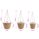 Kosze na rośliny z trawy morskiej 3 pcs naturalny ?26 x 19 cm