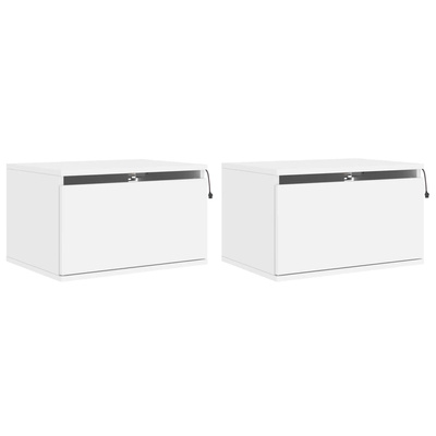 Wiszące szafki nocne z LED, 2 szt., białe vidaXL