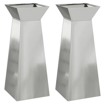 Donica słupowa 2 pcs Srebrny 40 x 40 x 100 cm