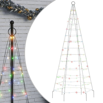 vidaXL Choinka z lampek, na maszt, 200 kolorowych LED, 180 cm