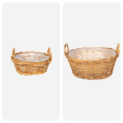 Kosz na rośliny 2 szt. Naturalny Brąz Rattan Kubu