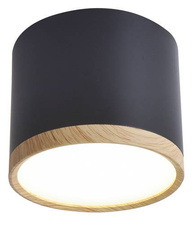 Lampa sufitowa tuba czarna drewniana okrągła LED zintegrowana Candellux