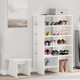 Szafka na buty z półką 2 pcs Biały Materiał drewnopochodny