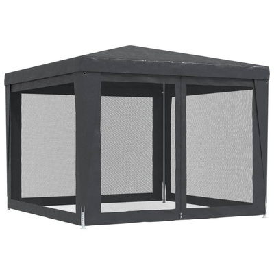 vidaXL Namiot imprezowy z 4 ścianami z siatki, antracyt, 3x3 m, HDPE