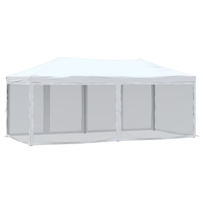 Składany namiot imprezowy ze ściankami, biały, 3x6 m