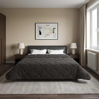 Letni Kołdra Antracyt 200 x 220 cm Mikrofibra i Fleece Teddy